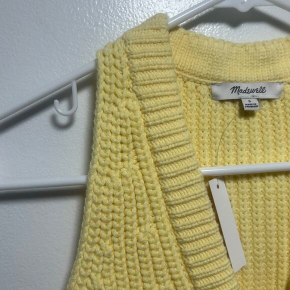 Madewell Women's Button Front Cutaway Yellow Sweater Vest S Small New - Picture 2 of 9